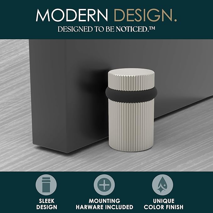 Mega Handles Linear Floor Door Stopper, Quickly Installed Wall Protector, Wall Protectors from Door Knobs, Floor Door Stop with Mounting Hardware Included - Satin Nickel - 2 Inch