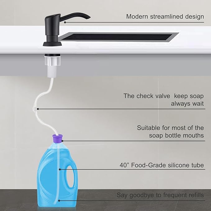 GAGALIFE Built in Counter Soap Dispenser for Kitchen Sink and Extension Tube Kit, Anti-Leakage Upgrade with 40" Tube No More Top Refill, Oil-Rubbed Bronze