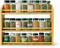 Bamboo Spice Rack Organizer – 3 Tier Countertop or Wall Mounted – Solid Natural Bamboo – Kitchen Spice Shelf Storage – Space Saving Organizer