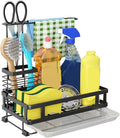 Godboat Dish Soap Dispenser, Kitchen Sink Organizer with Brush Rack, 304 Stainless Steel, Sponge Holder for Kitchen Sink, Sink Caddy with Drain-Pan, Cool Kitchen Gadgets & Gifts for Women, Christmas