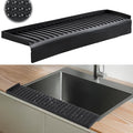 Sink Edge Protector with Suction Cup 4"x20", Silicone Sink Splash Guard for Kitchen & Bathroom, Protect Countertop from Scratches, Stains, for Stainless Steel Granite Quartz-Black