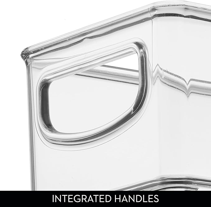 iDesign Stackable Storage Bin with Handles for Pantry, Fridge, or Freezer, Clear, Made in USA