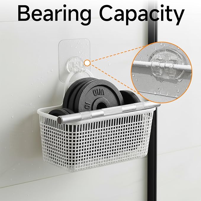 Aphohome Shower Caddy Adhesive Replacement Hooks 14 Pack, Strong Transparent No Drilling Sticky Pads for Bathroom Shower Shelf Kitchen Rack Storage, Multi Size Adhesive Pads
