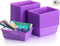 Sherr 36 Pack Classroom Storage Basket Small Plastic Basket for Organizing Crayon Pencil Container Storage Bin Tray Holder for Paper Shelf Back to School Office Supply 6.1"l x 4.3"w x 2.4"h(Purple)