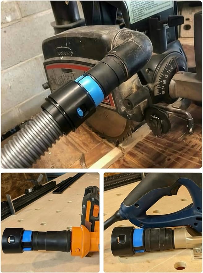 MITANSLE 7 Dust Collection Hose Adapters Kit for Home and Shop Vacuum Hose System, Expanded Adapter Set Fits Most Woodworking Power Tools and Sanders, Compatible With Multi-Brands