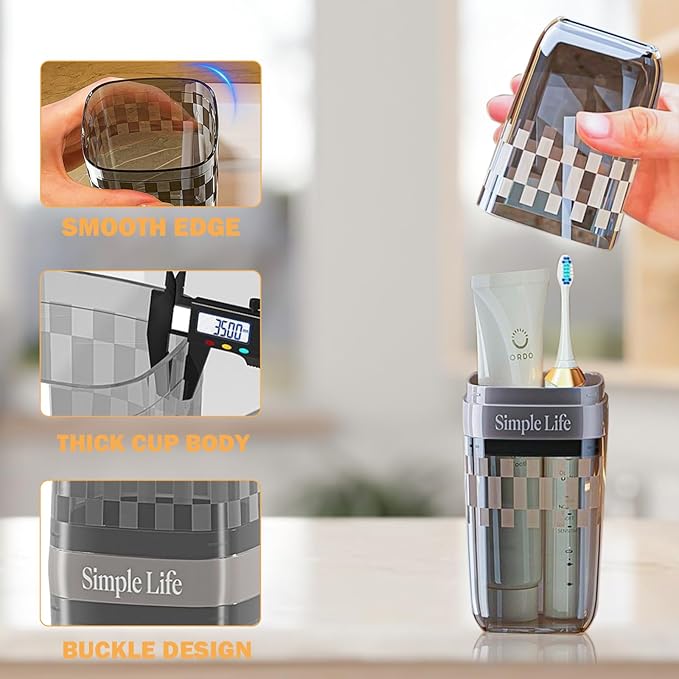 Toothbrush Case Travel, Travel Toothbrush Holder, Toothbrush Holder with Cover, Portable Toothbrush Case and Carrier, Ideal for Bathroom, School, and Business Travel Needs (Black)