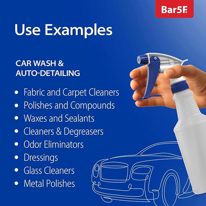 Bar5F Set of 2 Premium Empty 16 oz Spray Bottles, NBR Gasket - Superior Hydrocarbon Resistance - Ideal for Auto Detailing & Industrial Cleaning
