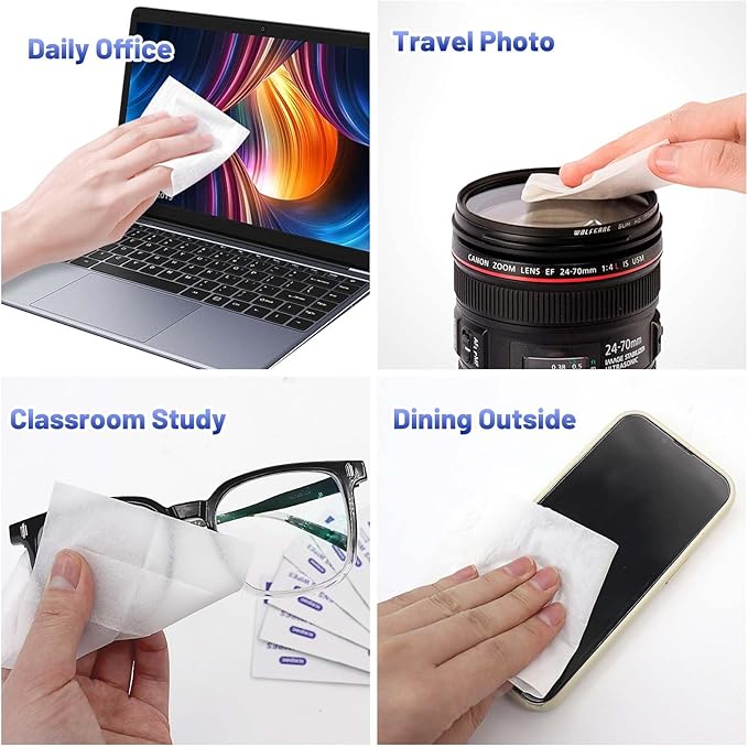 Icepac Lens Wipes for Eyeglasses - 220 Pre-Moistened Individual Wrapped Eye Glasses Cleaning Wipes | Glasses Cleaner Safely Cleans Glasses, Sunglasses, Phone Screen, Electronics & Camera Lens