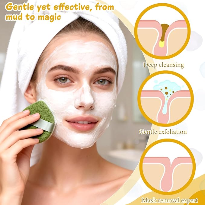 TIESOME 6Pcs Facial Sponges, 3 Colors Reusable Face Scrubber Pads for Washing Face Soft Face Sponges for Deep Pore Cleansing, Blackheads, Daily Facial Cleans, Makeup Remover