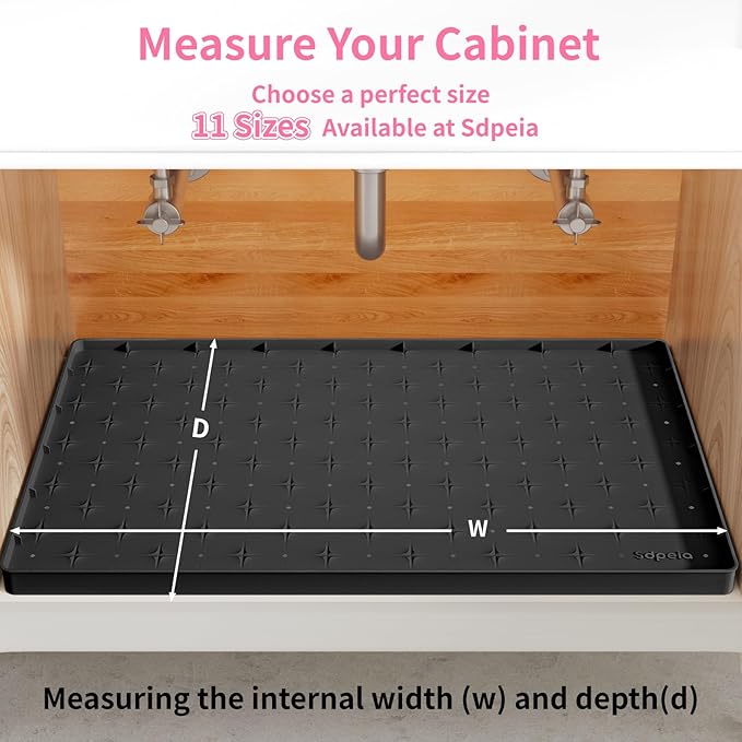 Sdpeia Under Sink Mat 22"×22" Waterproof Silicone Cabinet Liner & Sink Protector for Kitchen & Bathroom, Multi-Purpose Organizers Tray for Pets, Laundry, Cat Litter Mat