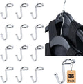 Clothes Hanger Connector Hooks, 36PCS, Clothes Hanger Organizer Mini Space Saving Extender Cascading Connection Hooks for Wooden Velvet Metal Plastic Hangers (Silver)