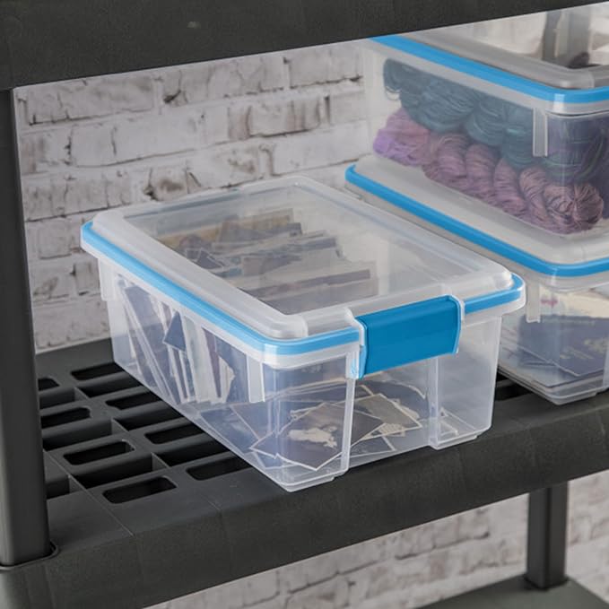 Sterilite 24-Pack Gasket Box, Weather-Resistant Storage Bins with Latching Lids, 12 Quart - Heavy-Duty Organizing Containers for Closet, Bathroom, and Office