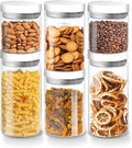 Danbark Set of 6 Mixed Sizes Airtight Glass Storage Canisters with Lids - Pantry Organizers and Storage Glass for Kitchen - for Pantry, Flour, Sugar, Coffee, Tea, Pasta, Rice, and Snacks - White