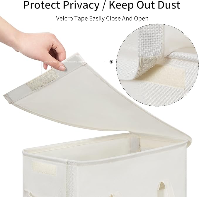 Chrislley 60L Slim Laundry Hamper with Lid Narrow Laundry Basket with Handle Upgrade Foldable Dirty Clothes Hamper Portable Skinny Hamper Organizer Storage Bins (25.6 inches,beige)