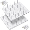 Kigley 6 Pcs Wood Pegboard Drawer Organizer with 48 Pegs Wood Peg Board System Peg Drawer Organizers for Kitchen Dishes Plate Pegboard Food Containers(20.98x5.91,White)