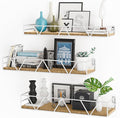 Floating Shelves Set of 3, Home Wood Wall Shelf, Farmhouse Shelf for Bedroom, Wall Mounted Floating Shelf for Living Room, Bedroom, Bathroom, Kitchen, Office (White)