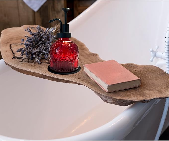Vintage Soap Dispenser for Bathroom,Glass Kitchen Soap Dispenser with Pump,Farmhouse Antique,Cute Small Rustic Decor (Red)
