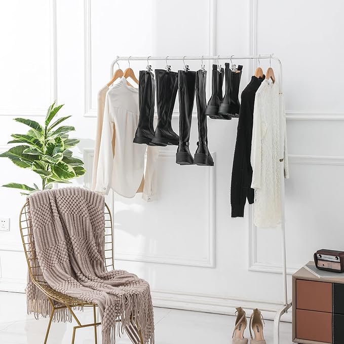 40 Pack Boot Hanger Legging Organizer for Closet, Laundry Hooks with Clips, Boot Holder, Portable Multifunctional Hangers Single Clip Space Saving for Jeans, Hats, Tall Boots, Towels(Black)