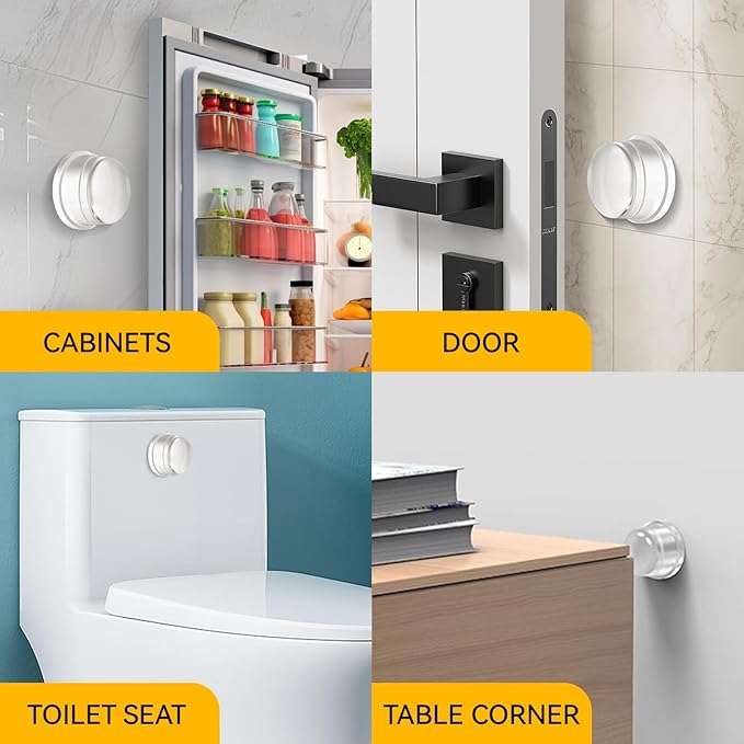 Upgraded Door Bumper 1.5" Clear Silicone | Self-Adhesive Door Knob Wall Protector |Large Rubber Door Stops for Wall Protection & Noise Reduction | 1 Pack