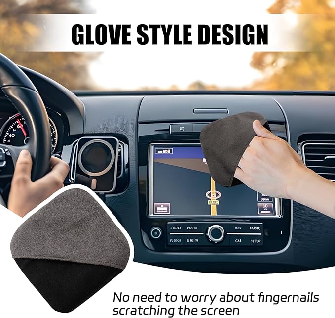 Car Screen Cleaner, Square Microfiber Touch Screen Cleaner Cloth, Reusable Automotive Screen Cleaning Pad Cloth Wipes for Dashboard Display Phones Tablet, Car Accessories (Square)