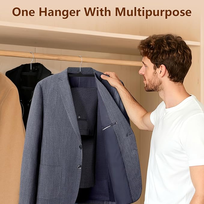 Velvet Hangers 50 Pack, Felt Hangers Clothes Coat Hanger Velvet with 360° Swivel Hook Slim Space Saving Non Slip Heavy Duty for Closet Organizer Pants Shorts Suits Shirt Clothing, Dove Grey