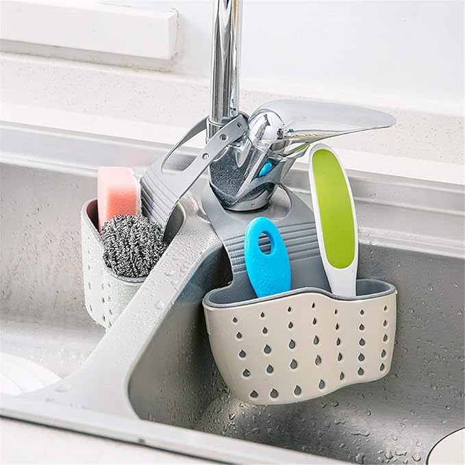 YYaaloa Sink Basket Sink Strainers Basket Kitchen Drain Shelf Sink Storage Holder (Style 2- Beige)