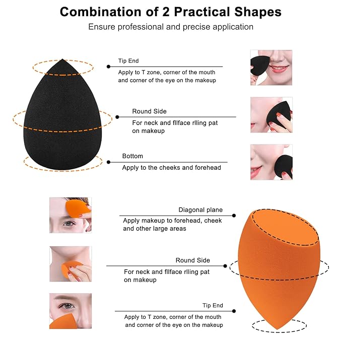 12 Pieces Professional Makeup Sponge Set,Latex Free Flawless Soft Setting Face Puffs,Multicolor Makeup Blending Sponge Cosmetic Applicator for Powder,Liquid,Facial Makeup Tools