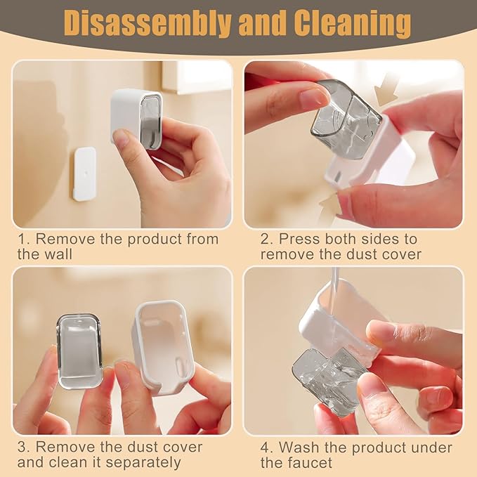 3PCS Dustproof Toothbrush Holders for Bathroom, Wall Mounted Toothbrush Holder with Cover, Toothbrush Travel Container Detachable and Single Toothbrush Dispenser for Bathroom, Family, Travel
