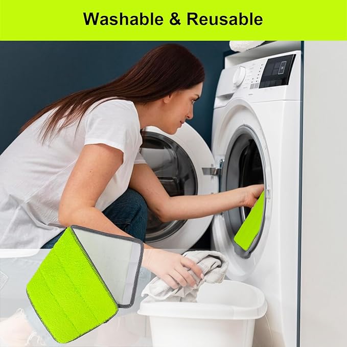 Replacement Microfiber Mop Pads for Libman Rinse 'n Wring Mop and Bucket System, Washable Reusable Wet & Dry Cleaning Refill Head for Multi-Surface Floor-12 Pack