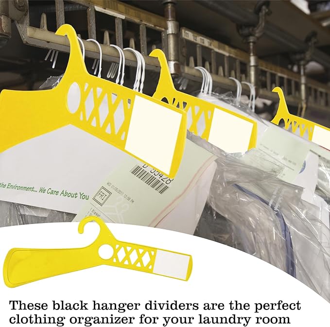 DoubleFill 25 Pcs Large Closet Dividers and 50 Pcs White Blank Cards 18 Inch Clothing Rack Size Dividers for Hanging Clothes, Yellow Garment Rack Tag for Clothes Organization