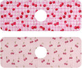 Pink Juicy Checkered Cherry Pink Gingham Kitchen Sink Splash Guard Sink Faucet Mat Faucet Handle Drip Catcher Drain Mats for Kitchen Bathroom Countertop Absorbent Dis