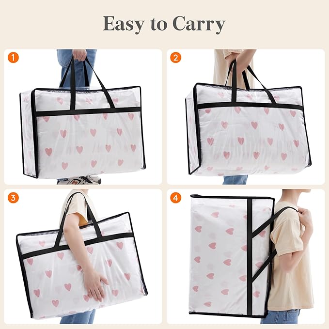 Lifewit 6 Pack Clear Clothes Storage Bags, 60L Plastic Blanket Storage Bag, Vinyl Foldable Moving Bags with Zipper, Closet Organizers and Storage Containers for Bedding, Duvet, Comforter