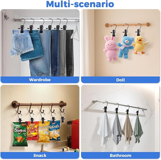 20 Pcs Boot Hangers Clips for Closet, Heavy Duty Legging Organizer for Closet Hanging Pants Hangers with Clips Clothes Pins Hanger Clips Laundry Hooks Bra Towel Socks Hats Tall Boots Home Travel Black