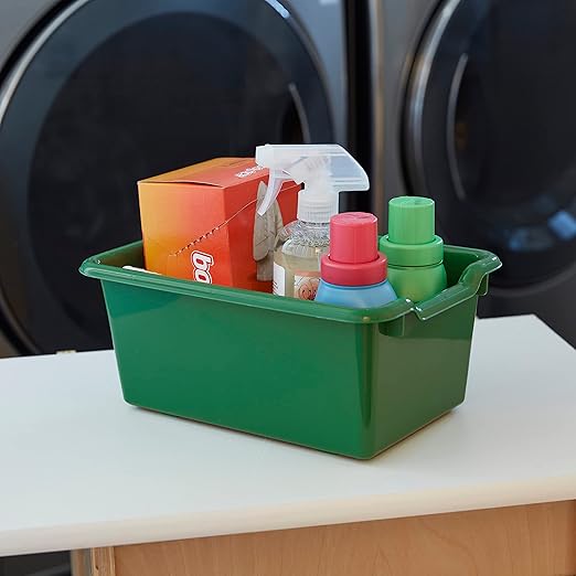 ECR4Kids Scoop Front Storage Bins, Multipurpose Organization, Green, 10-Piece