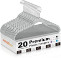 HOUSE DAY Grey Plastic Hangers 20 Pack - Heavy Duty Non-Velvet Hangers with 360° Swivel Hook & Non Slip Notches - Slim Space Saving Clothes Hangers, Durable Closet Organizers for Coats Shirts Dresses