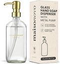 MaisoNovo Soap Dispenser 1-Piece Set | 16.9oz Clear Bottles with Gold Stainless Steel Pump Core