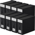8 Pack Bed Sheet Closet Organizers and Storage,Sturdy Foldable Storage Containers with Window and Label,Storage and Organization for Bedding Sheets,Duvet Covers,Blankets (Black)