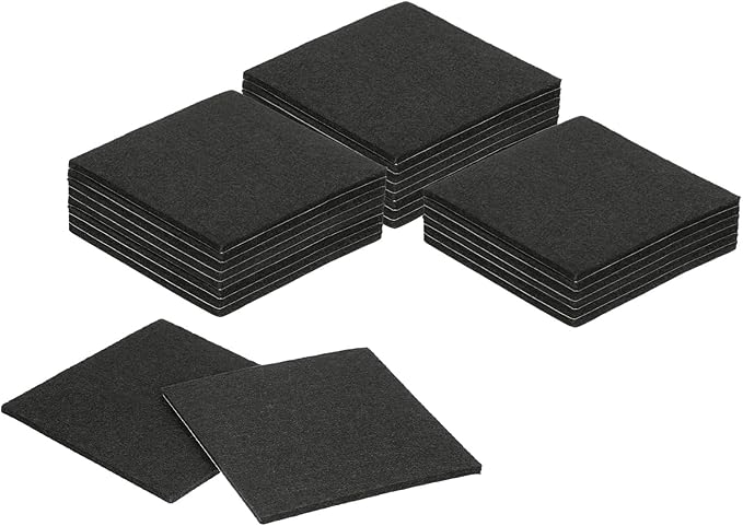 uxcell Felt Furniture Pads, 24Pcs 5.12" x 5.12" Adhesive Backed Felt Non-Slip Anti-Scratch Chair Leg Protectors for Protecting Hardwood Floor, Black