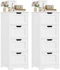 FOTOSOK Bathroom Storage Cabinet, Set of 2, Bathroom Cabinet with 4 Drawers, 11.8” x 11.8” x 32.5” Freestanding Entryway Cupboard Storage Organizer Unit Home Furniture Decor, White