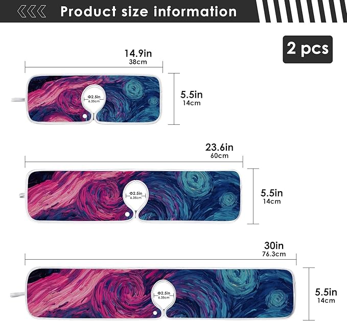 Sink Faucet Absorbing Mat Kitchen Sink Splash Guard Splash Faucet Drip Catcher for Bar RV Bathroom 2PCS 23.6x5.5in Starry Night Sky Swirling Neon Blue