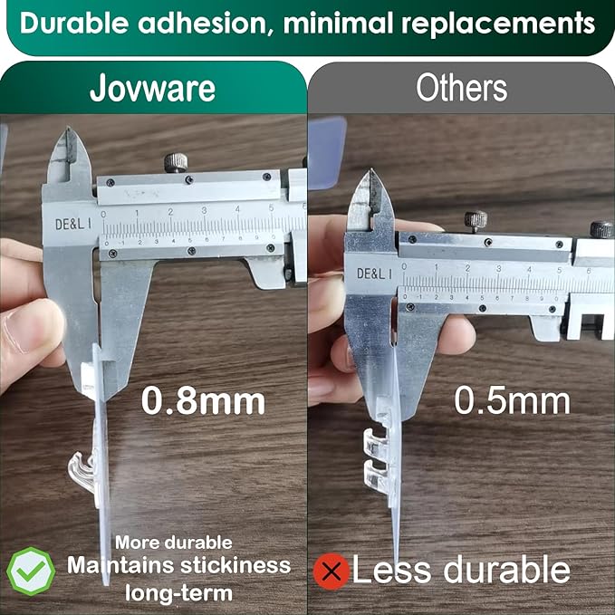 Jovware 14 Pack Shower Caddy Adhesive Replacement, Strong Adhesive Shower Shelf and Hooks, No Drilling Adhesive for Shower Organizer, Soap Holder, Sponge Holder and Kitchen Rack