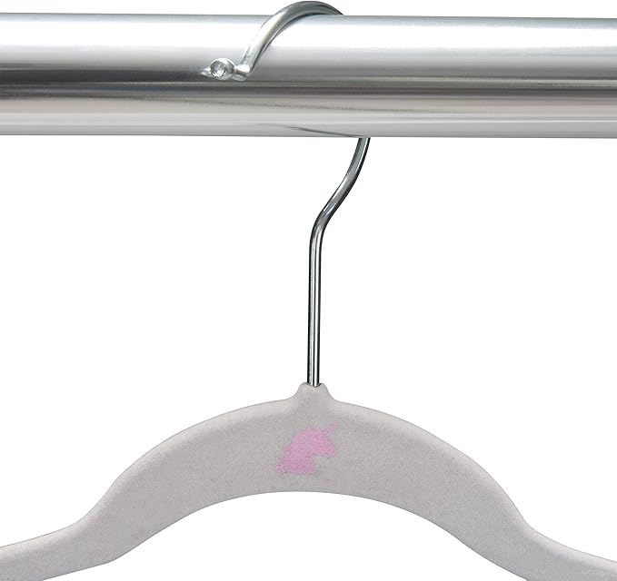 Simplify 50 Pack Kids Velvet Hangers | Slim | Non-Slip Design | Space Saving | Childrens Clothes | Shirts | Pants | Dresses | Baby Nursery | Closet Storage & Organization | White