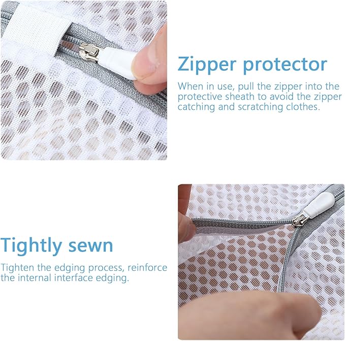 3-Pack Heavy-Duty Honeycomb Mesh Laundry Bags (L/M/S), Washing Bags for Delicates, Sweaters, Shoes, Backpacks, Bed Sheets - Garment Protector