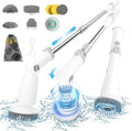 Marchpower Electric Spin Scrubber, Power Shower Scrubber Cordless Cleaning Brush 6 Replaceable Brush Heads, 2 Speeds, Adjustable Detachable Handle, IPX7 Waterproof Bathroom Scrubber Tub Tile Floor