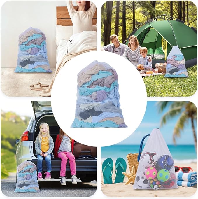 Heavy Large Mesh Laundry Bags,24 x 36 inches Travel drawstring Laundry Washing Bags for Dirty Clothes Storage, laundry bag suitable for university, dormitory, travel, family, and apartment residents