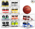JWQ 10 Pack Extra XX Large Hard Plastic Clear Stackable Shoe Storage Box Organizer for Closet, Thicken Sturdy Sneaker Shoe Rack Display Case Containers Bins with Lids and Magnetic Door, Clear
