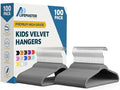 Gray Velvet Kids Hangers 100 Pack, 10.83" Non-Slip Baby & Toddler Hangers for Clothes, Space-Saving Slim ABS Plastic with 360° Swivel Hook & Notched Shoulders, Up to 10 lb Capacity
