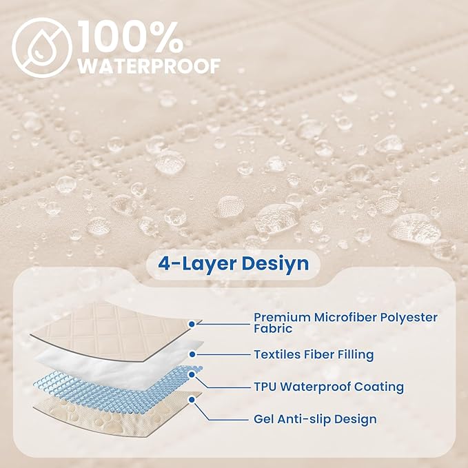 Waterproof Couch Covers for Pets, Waterproof Dog Bed Cover, Anti-Slip Soft Dog Blankets, Couch Cover for Dogs Washable, Pet Blanket for Puppy Large Dogs Cat (82x82 Inch, Beige)