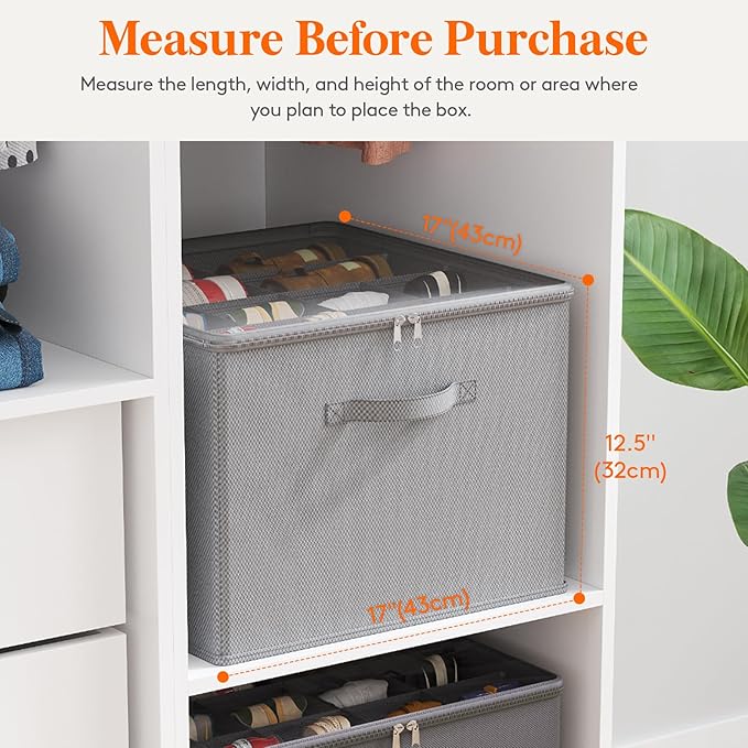 Lifewit Shoe Storage Organizer for Closet, Fabric Large Shoe Box Storage Containers with Clear Cover, Foldable Bins for Boots Heels Sneakers Fits 36-48 Pairs (Each 12-16 Pairs) 3 Pack Light Gray