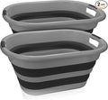 BROOKSTONE (2 Pack) Large Size Collapsible Laundry Basket, Comfort Non-Slip Grip Handles, Minimalist Space Saving Design, Portable Pop-Up Hamper
